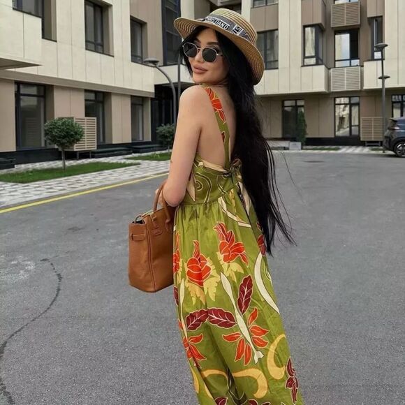 Zara Cotton Printed Midi Dress New - Picture 6 of 16